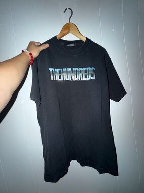 The Hundreds Black Tee with Teal Gradient Logo
